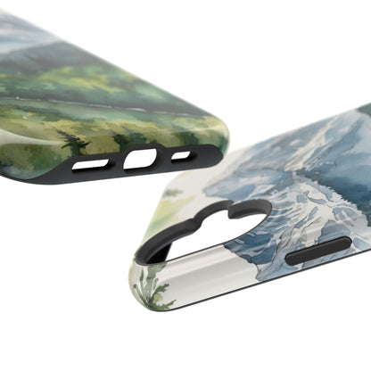 Watercolor Alpine Mountainscape - MagSafe iPhone Case