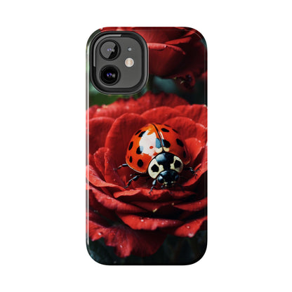 Elegant Rose & Ladybug Charm - iPhone Series Case