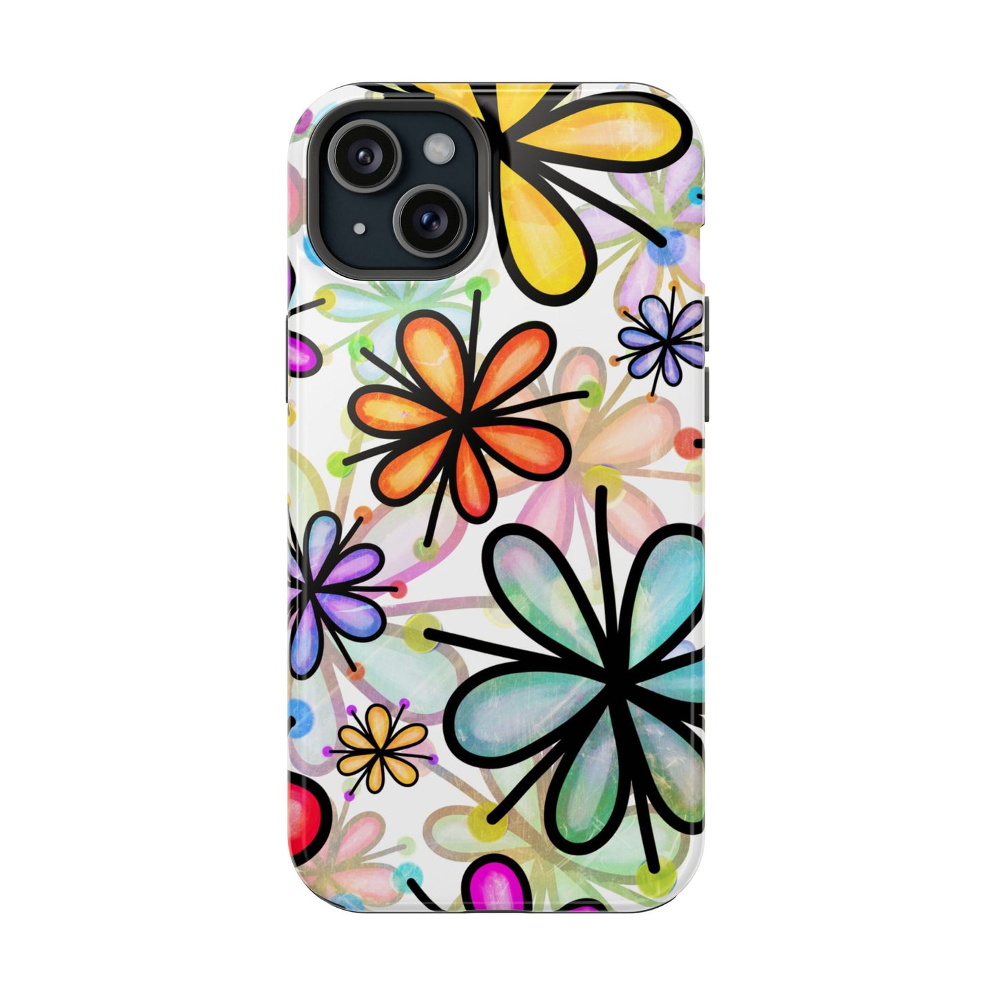 Retro Floral Pop MagSafe iPhone Case – Ultra-Slim Design, High-Gloss Finish