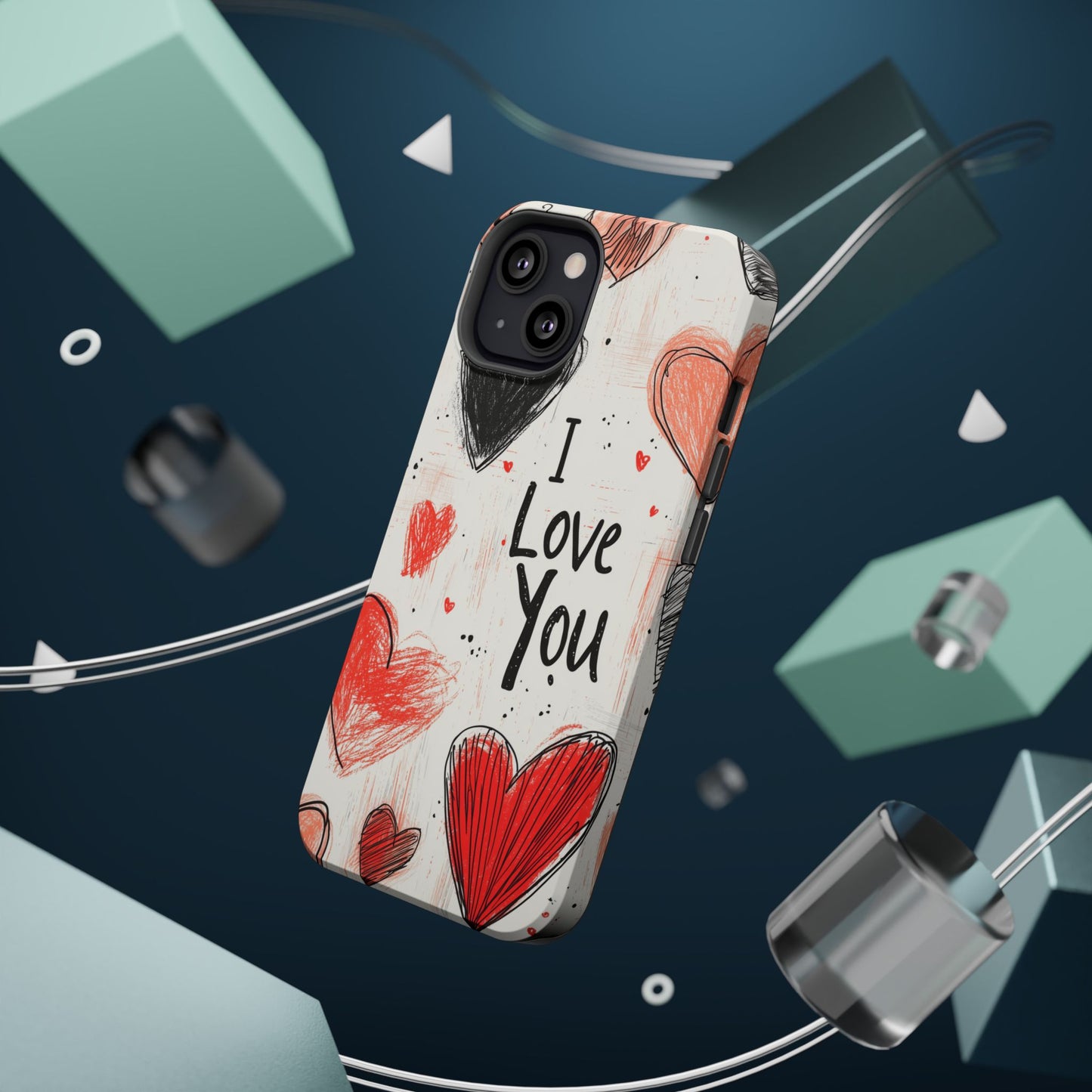 Romantic "I Love You" Heart Sketch - MagSafe Compatible Case