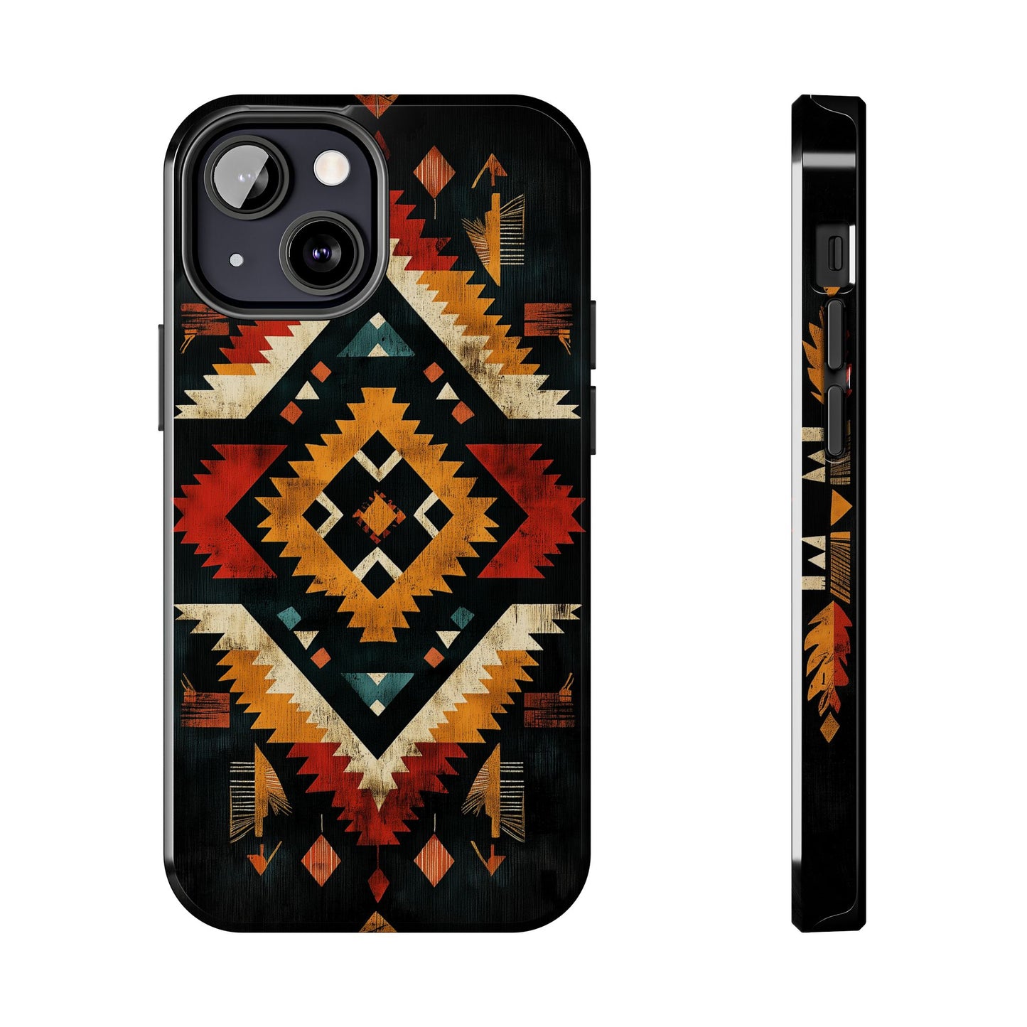 Southwestern Tribal Diamond Tough iPhone Case – Bold Geometric Pattern, Dual - Layer Protection - BOGO Cases