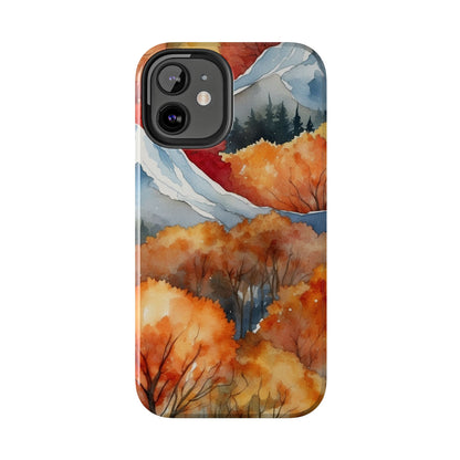 Autumn Mountain Forest Watercolor - iPhone Case