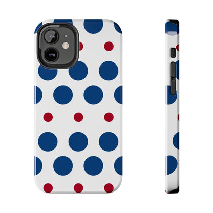 Bold Navy & Red Polka Dot Pattern – iPhone Case