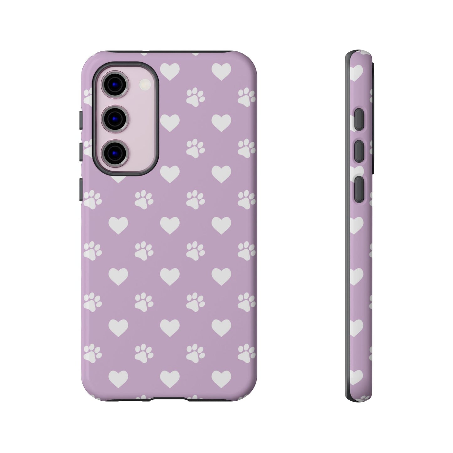 Purple Hearts & Paw Prints - Cute Pet Lover Phone Case