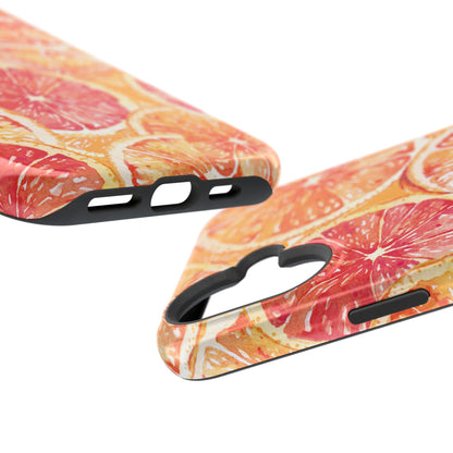 Watercolor Citrus Splash Tough MagSafe iPhone Case – Vibrant Fruit Print, Shock-Resistant Design