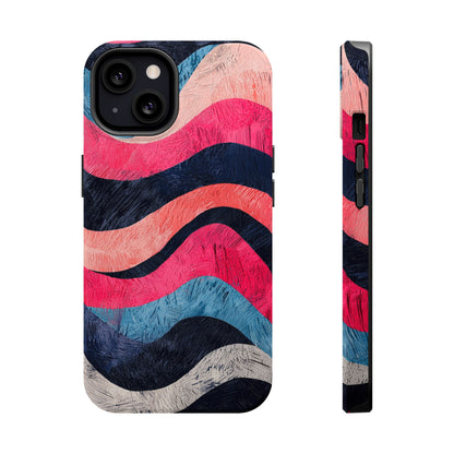 Abstract Wave Pattern MagSafe iPhone Case – Shockproof, Matte Finish, Dual-Layer Protection