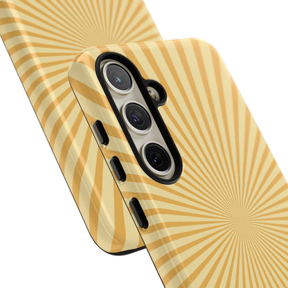 Golden Sunburst Samsung Galaxy Case – Retro Radiant Design with Dual-Layer Protection