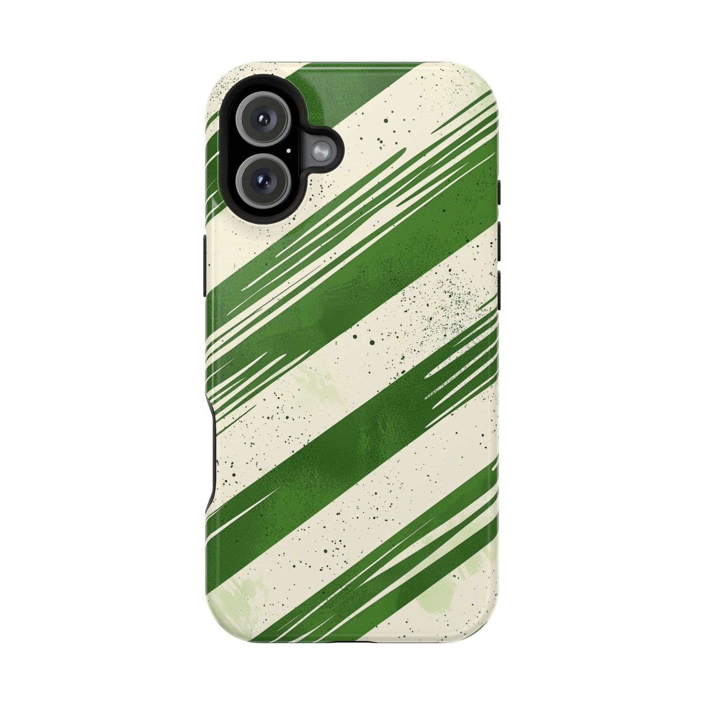 Green Stripes MagSafe iPhone Case – Bold Diagonal Brushstroke Design