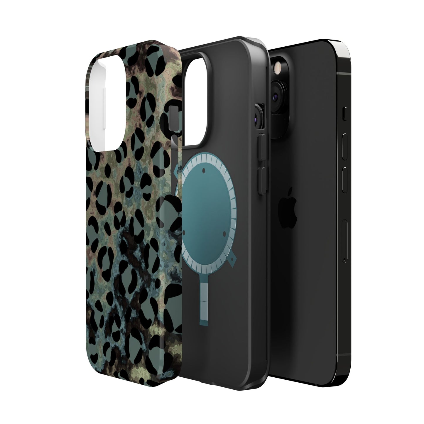 Moody Watercolor Leopard Print Tough MagSafe iPhone Case – Earthy Abstract Pattern with Dual-Layer Protection