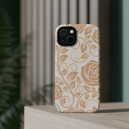 Vintage Rose Vine Tough MagSafe iPhone Case – Elegant Floral Pattern with Dual-Layer Protection