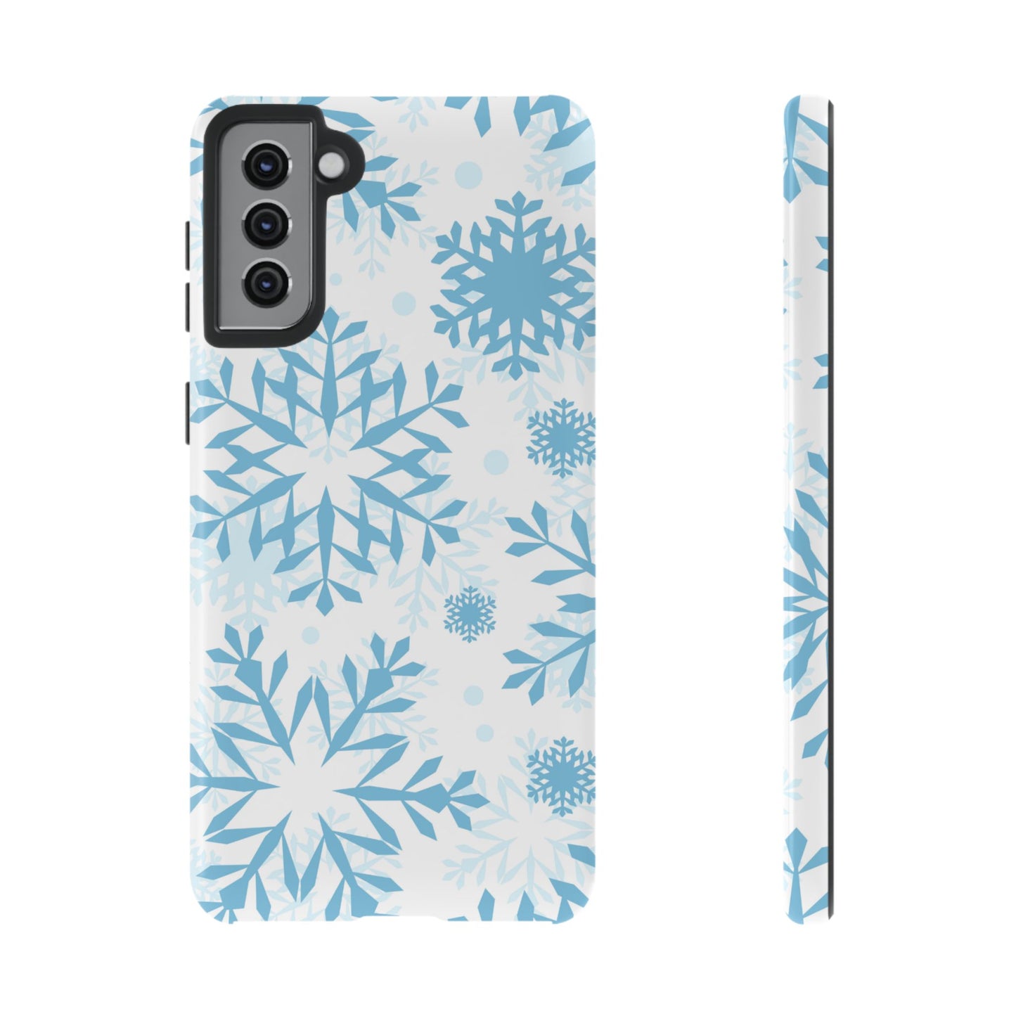 Frosty Blue Snowflakes Samsung Galaxy Case – Shockproof, Smooth Matte Finish, Dual-Layer Design