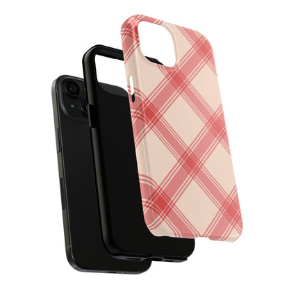 Soft Peachy Red Plaid iPhone Case