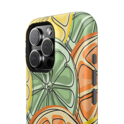 Citrus Zest Tough MagSafe iPhone Case – Bold Lime, Lemon, and Orange Design, Shockproof Protection