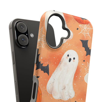 Spooky Cute Ghost MagSafe iPhone Case – Halloween Ghosts, Pumpkins, Bats & Cobwebs Design