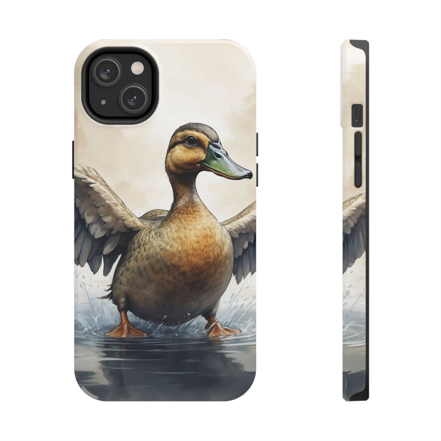 Graceful Duck in Watercolor Scene - iPhone Case