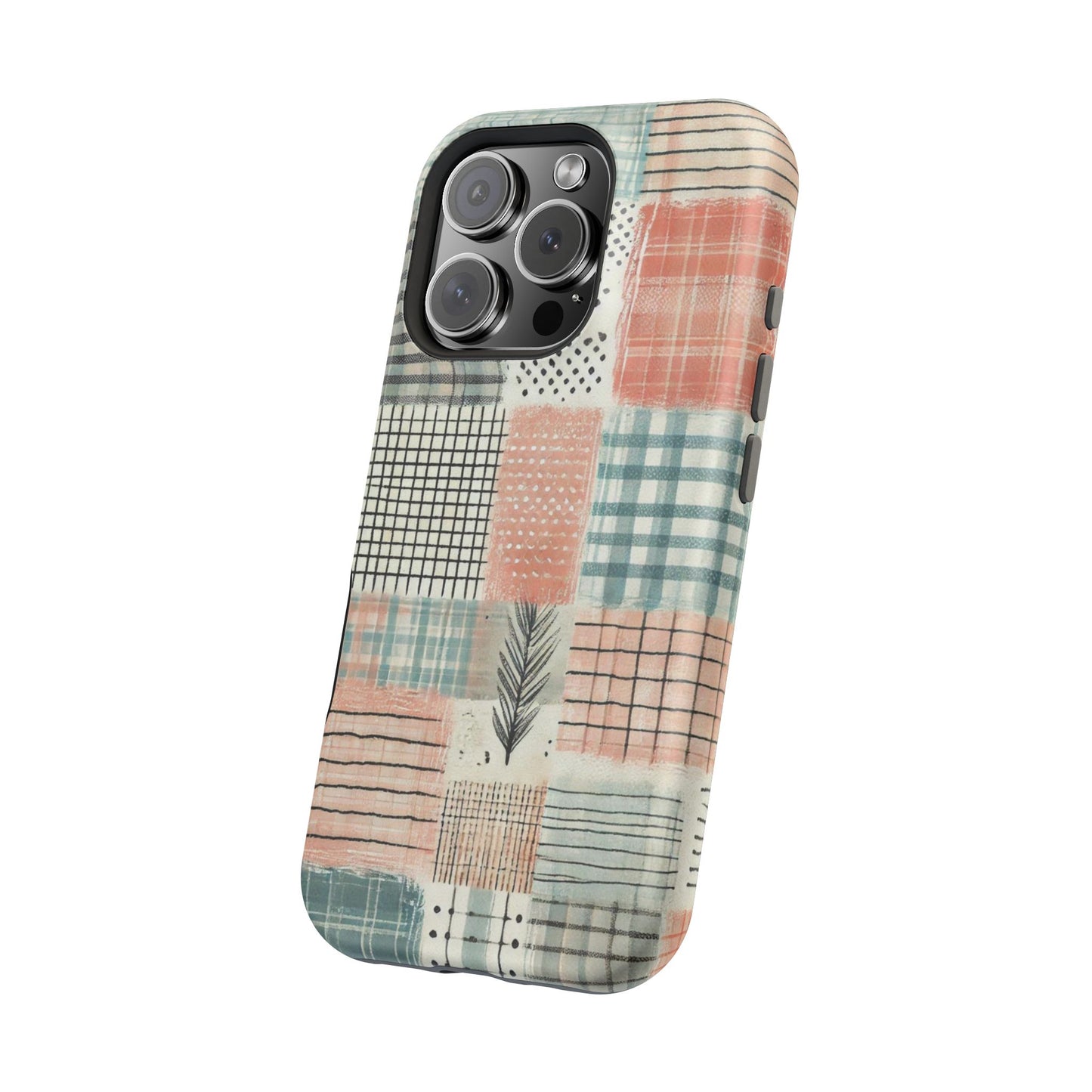 Rustic Patchwork MagSafe iPhone Case | Farmhouse Style & Shockproof