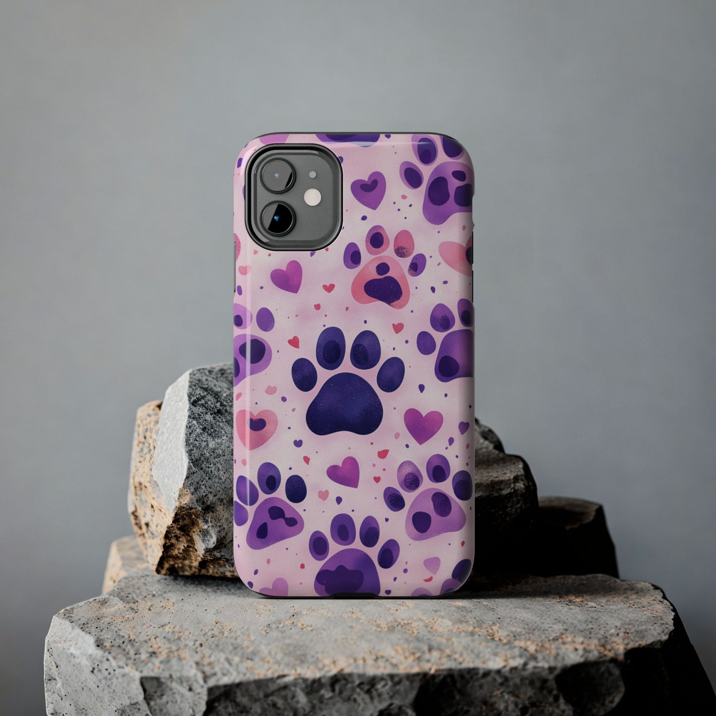 Purple Paw Print iPhone Case - Playful Pet Lover’s Protective Cover