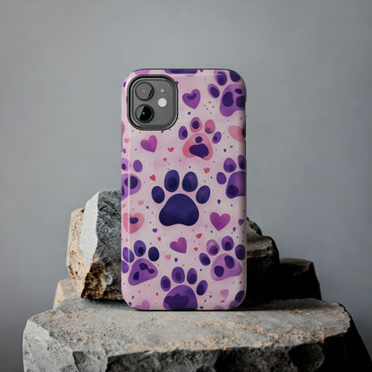 Purple Paw Print iPhone Case - Playful Pet Lover’s Protective Cover