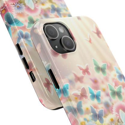 Butterfly Flower Garden - iPhone Case - Pastel Floral Protective Cover