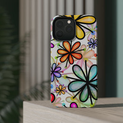 Retro Floral Pop MagSafe iPhone Case – Ultra-Slim Design, High-Gloss Finish