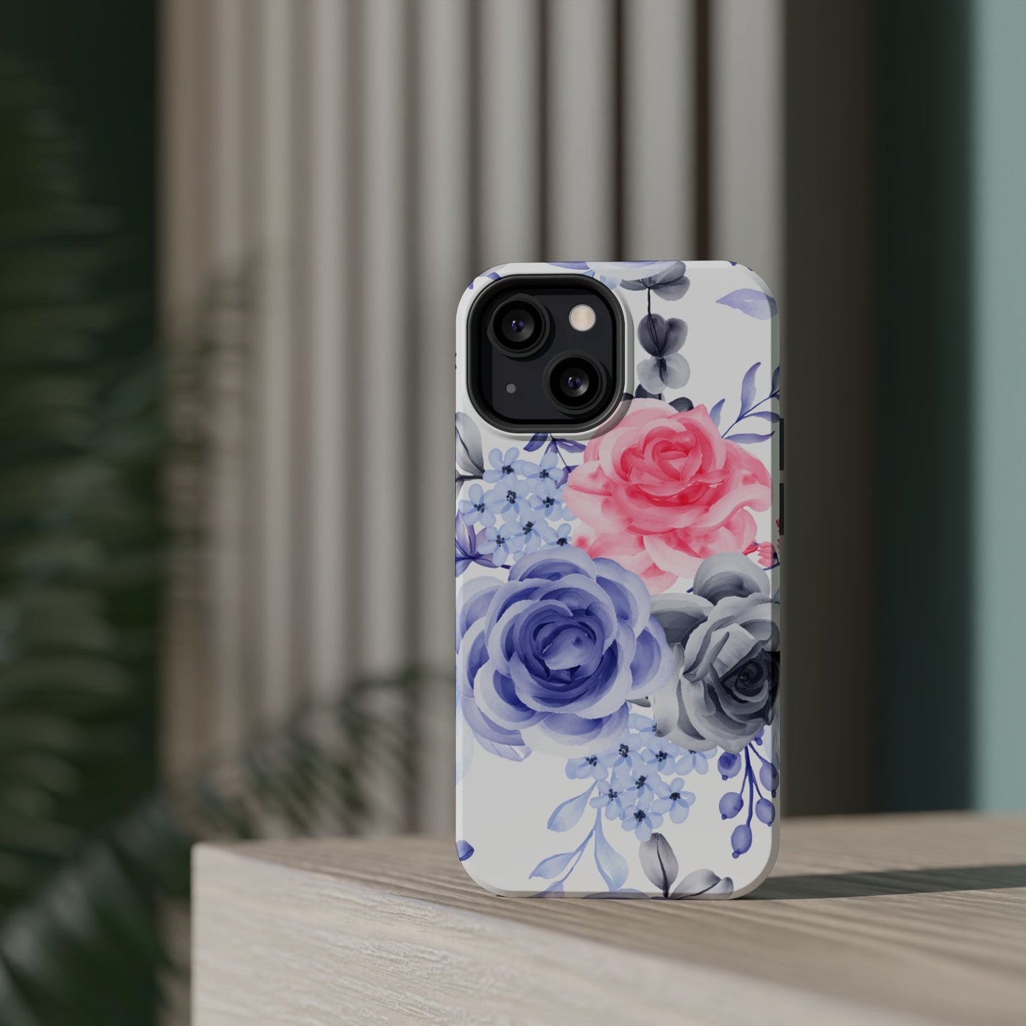 Elegant Blue Floral Watercolor Design – MagSafe iPhone Case