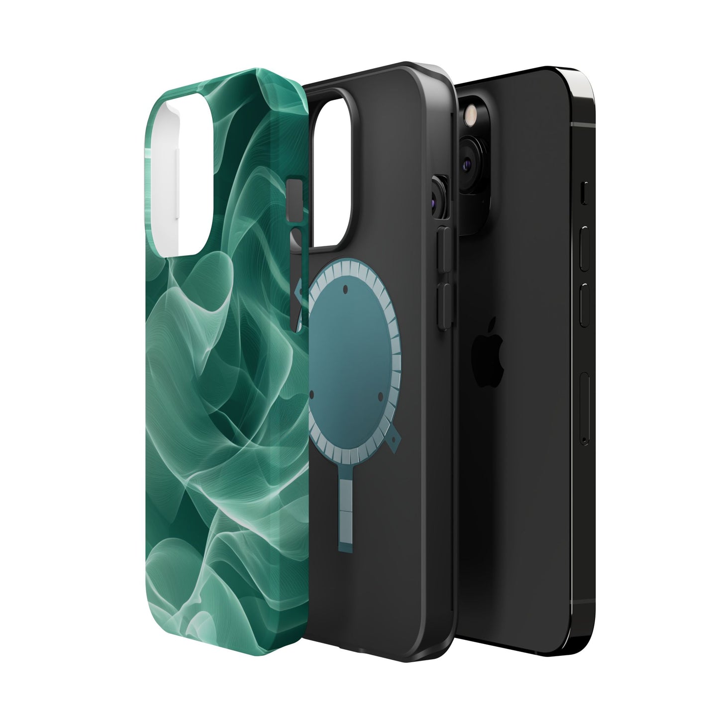 Emerald Flow MagSafe iPhone Case – Translucent Green Fabric-Inspired Design