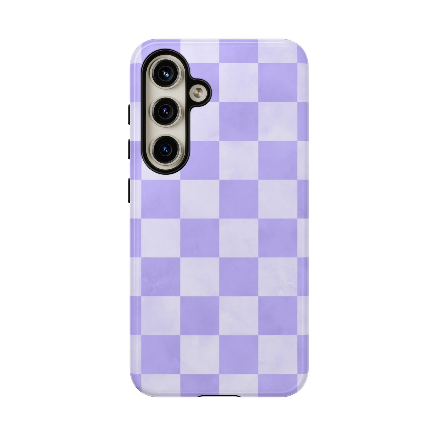 Lavender Checkerboard Samsung Galaxy Case – Shockproof, Smooth Matte Finish, Dual-Layer Design