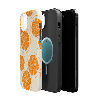 Citrus Burst Pattern Tough MagSafe iPhone Case – Bold Orange Design, Shockproof Protection