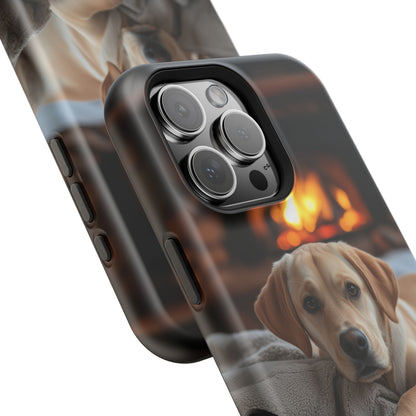 Cozy Golden Retriever by the Fireplace - MagSafe Case