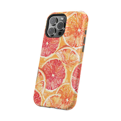 Watercolor Citrus Splash Tough MagSafe iPhone Case – Vibrant Fruit Print, Shock-Resistant Design