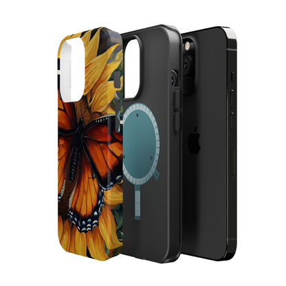 Monarch Butterfly & Sunflower Art – MagSafe iPhone Case