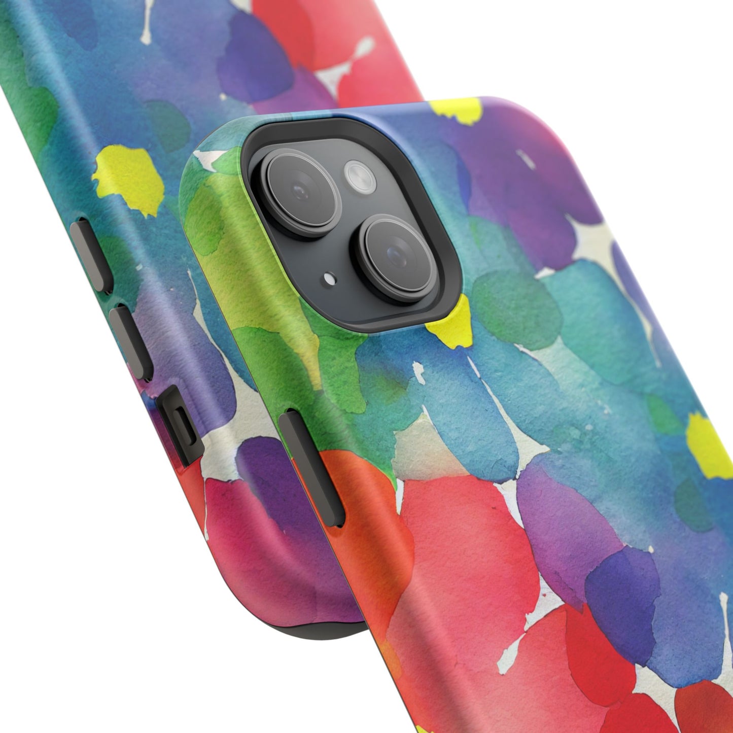 Rainbow Bloom Watercolor MagSafe iPhone Case – Slim Design, Glossy Finish