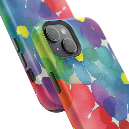 Rainbow Bloom Watercolor MagSafe iPhone Case – Slim Design, Glossy Finish