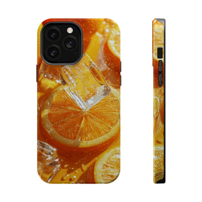 Citrus Orange Splash MagSafe iPhone Case – Dual-Layer Tough Protection, Vibrant Summer Design