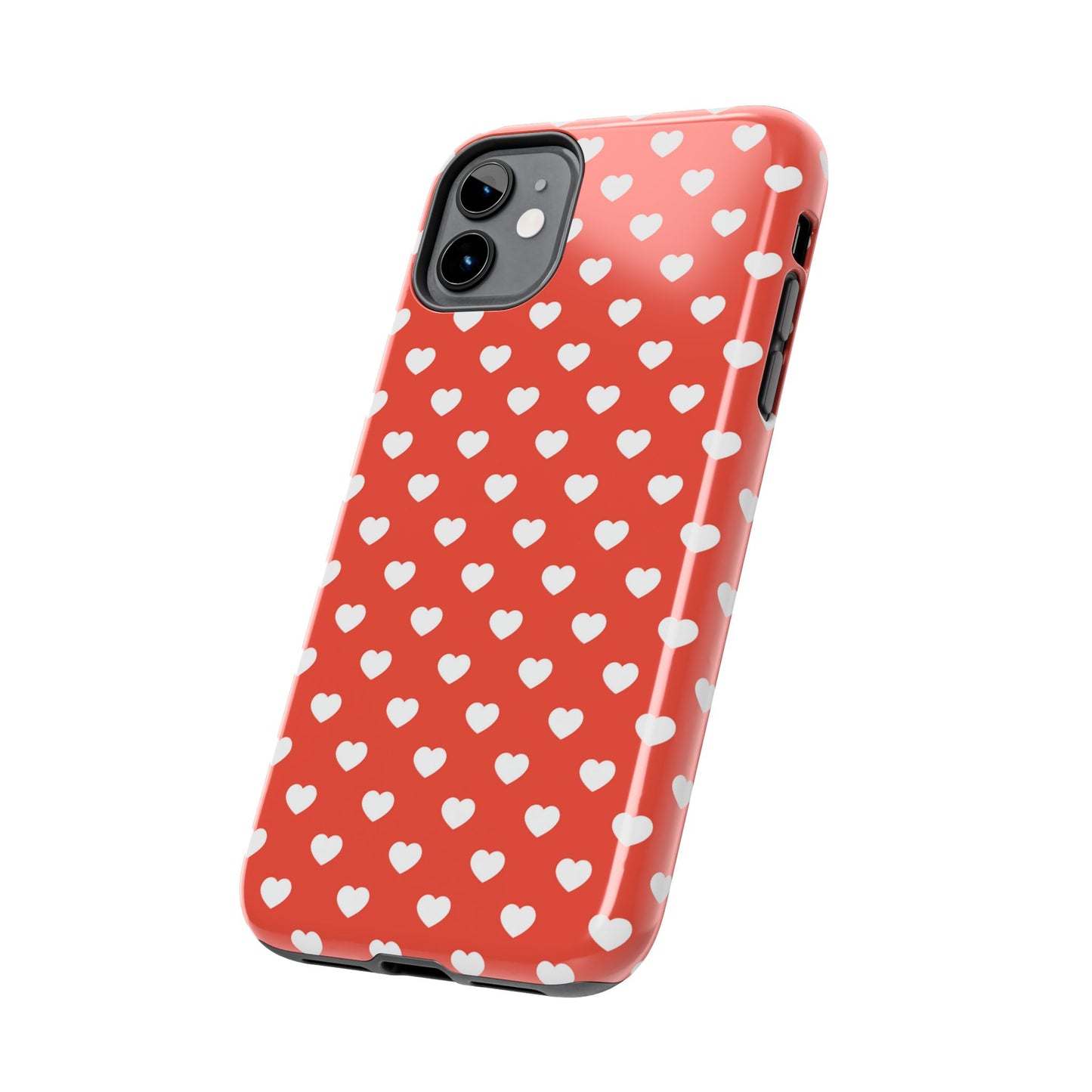 White Hearts on Red iPhone Case