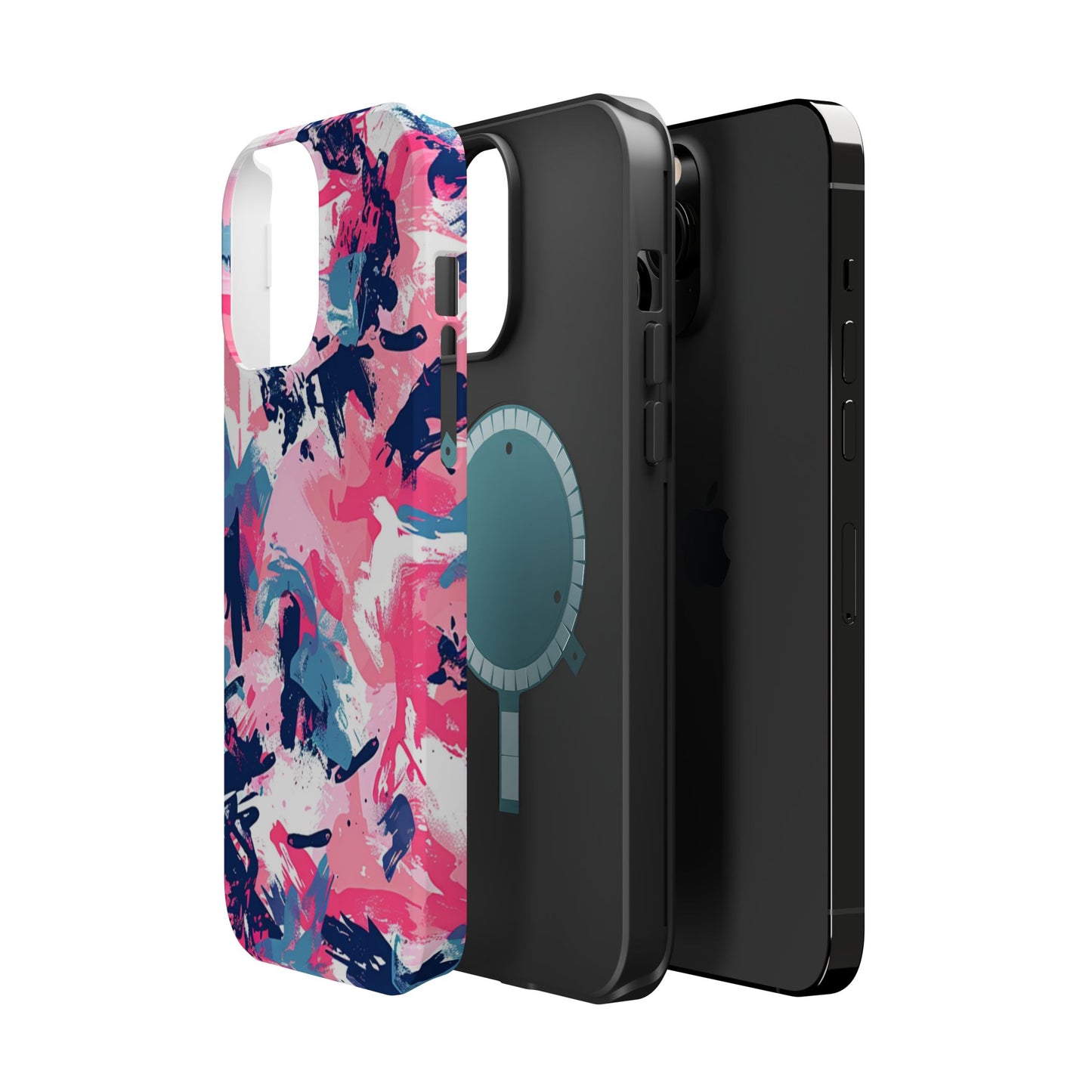 Vibrant Pink & Navy Abstract Splash – MagSafe iPhone Case