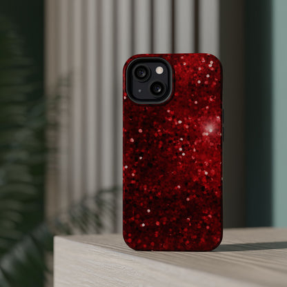 Crimson Glow Glitter MagSafe Case