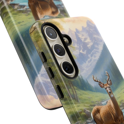 Alpine Serenity – Stag in Mountain Bliss Samsung Galaxy Phone Case