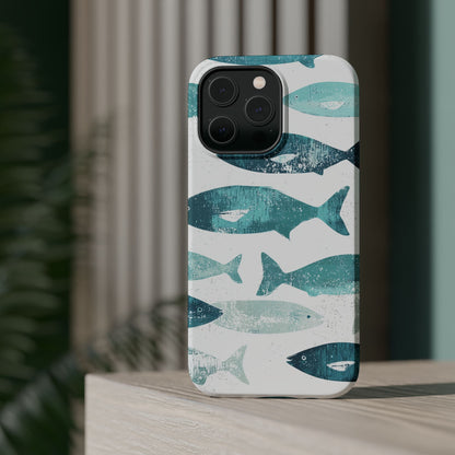 Vintage Blue Fish Print - MagSafe iPhone Series Case