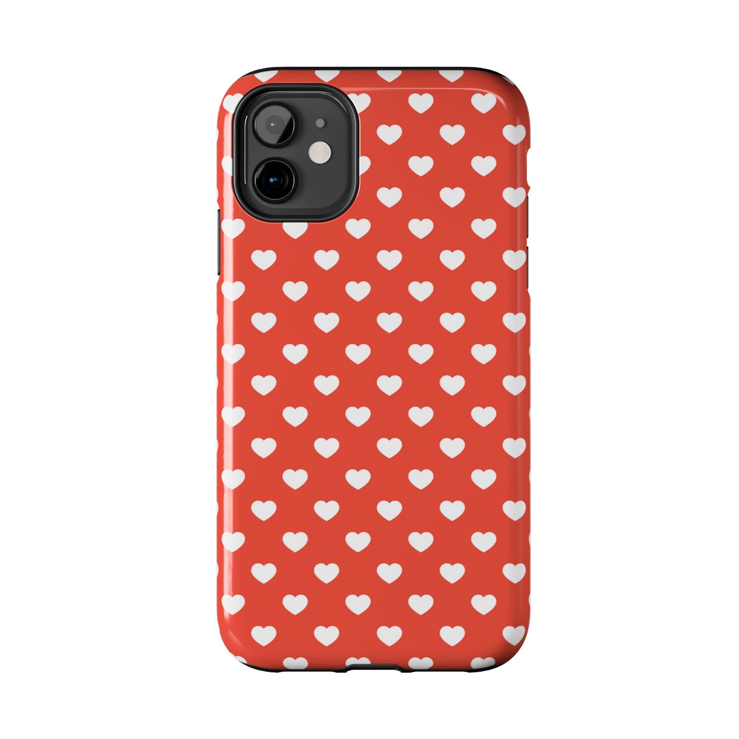 White Hearts on Red iPhone Case