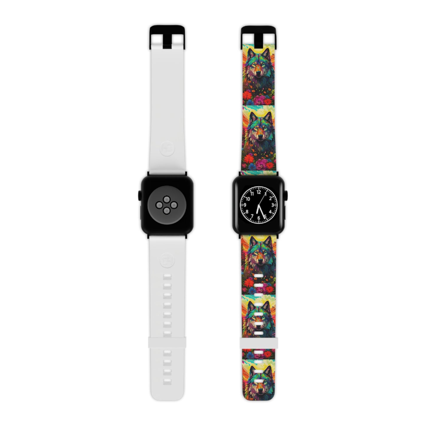 Rainbow Wolf in Bloom Apple Watch Band