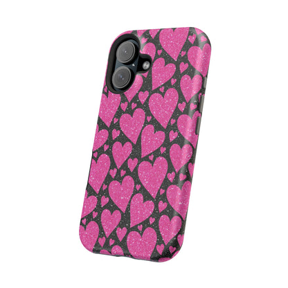 Glitter Hearts MagSafe iPhone Case