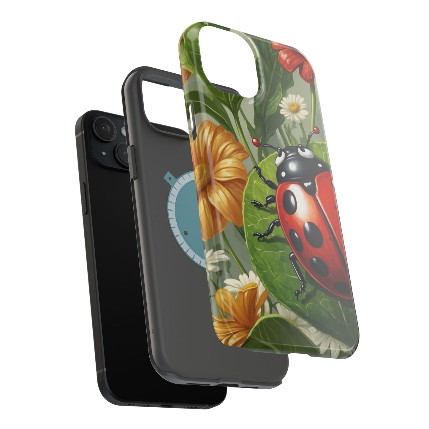 Ladybug Garden MagSafe iPhone Case – Whimsical Floral Design