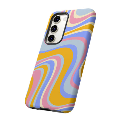 Groovy Pastel Waves Samsung Galaxy Case – 70s-Inspired Design with Dual-Layer Protection