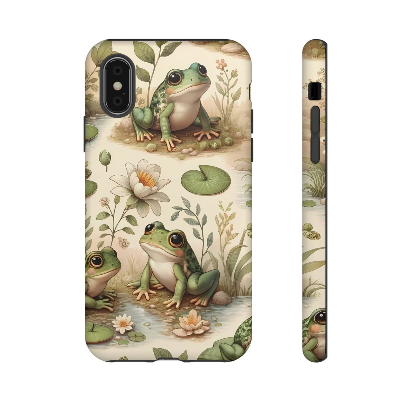 Cute Frogs Phone Case - Pond Pals Frolic - Charming Frog Lily Pad Phone Case for iPhone, Google & Samsung! Great Gift For Any Frog Lover!