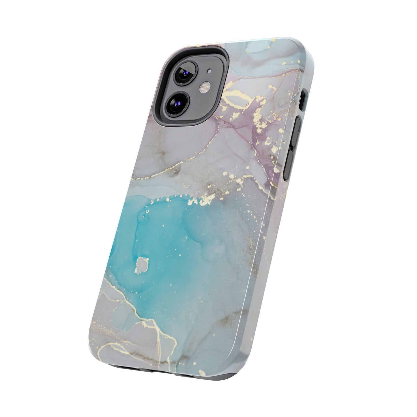 Sky Blue & Purple Marble Wave – iPhone Case with Fluid Swirl Pattern