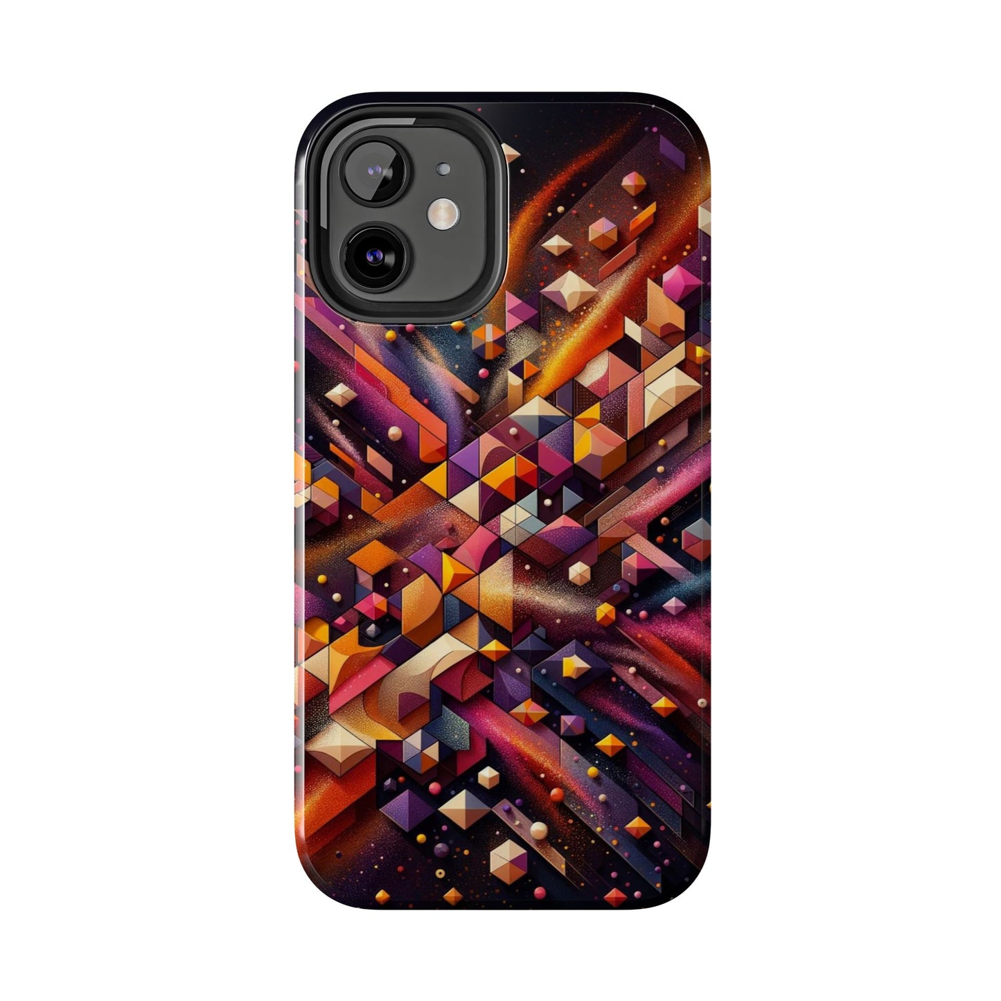 Geometric Galaxy iPhone Case - Abstract Cosmic Protective Cover - Retro Gamer