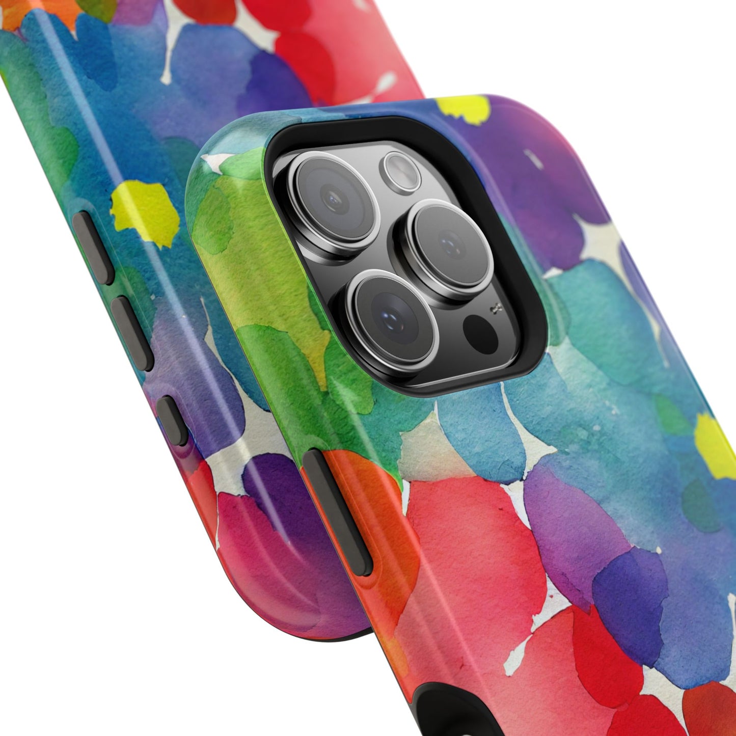 Rainbow Bloom Watercolor MagSafe iPhone Case – Slim Design, Glossy Finish