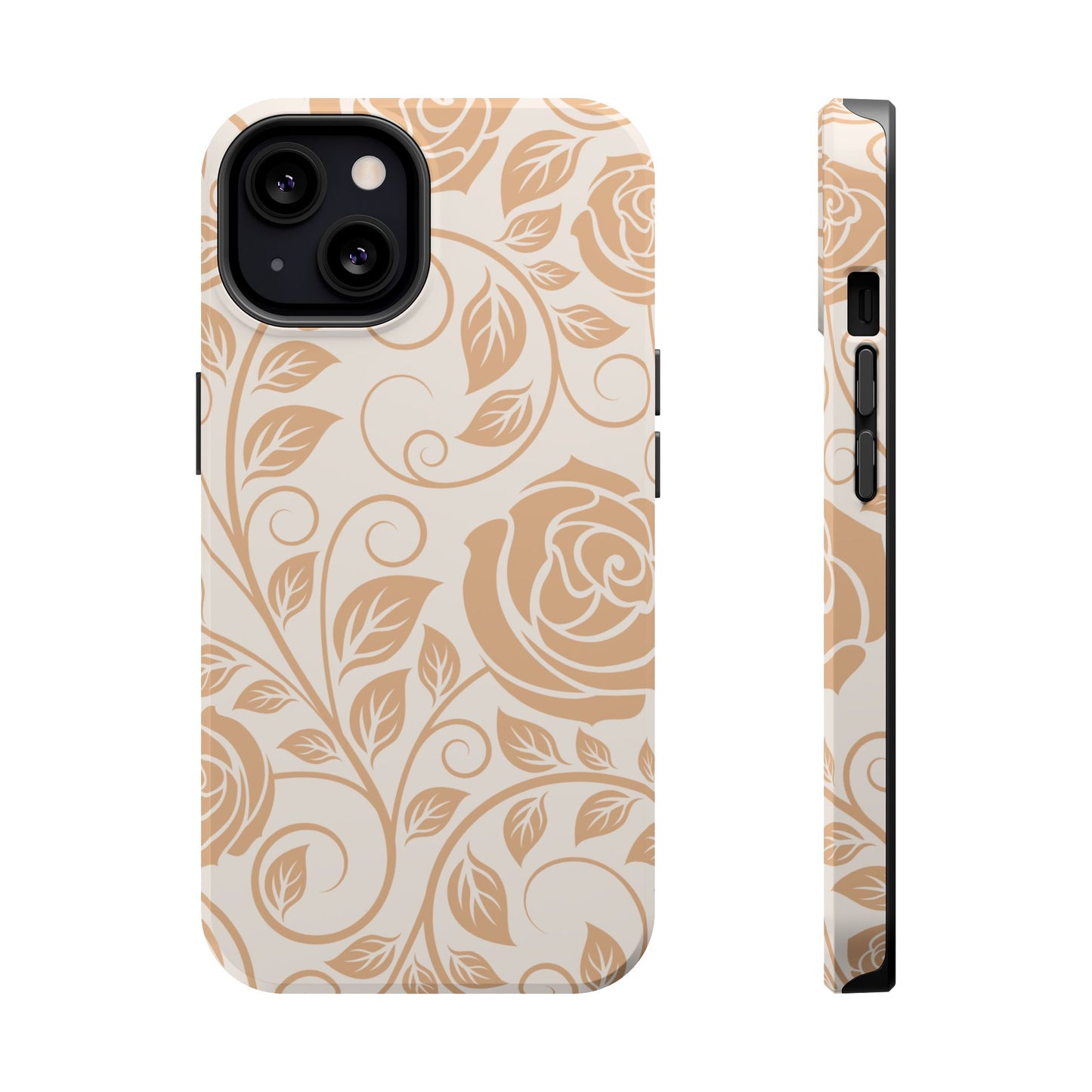 Vintage Rose Vine Tough MagSafe iPhone Case – Elegant Floral Pattern with Dual-Layer Protection