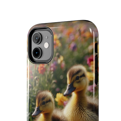 Charming Ducklings in Floral Garden - iPhone Case